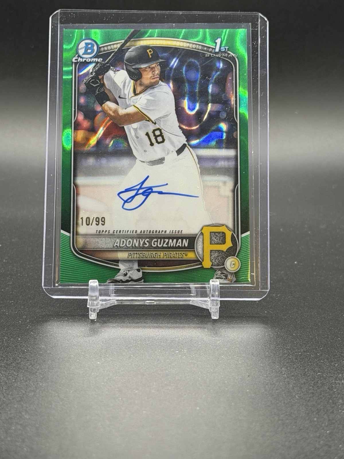 ADONYS GUZMAN 2025 BOWMAN CHROME DRAFT 1ST GREEN LAVA AUTO /99