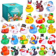 24 Pack Christmas Rubber Ducks, 2 Inch Bulk Jeeps Ducking Set Small Xmas Bath To