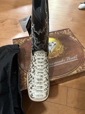 Square Toe Phyton Leather Boots for Men Size 11 Brown