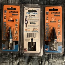 SPYDER STINGER MACH-BLUE #19022 1/4"-7/8" 12 STEP DOWN DRILL BIT BRAND NEW