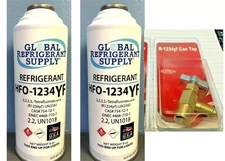R1234yf, HFO, Refrigerant Automotive A/C, 2 Can Recharge Kit with Can Taper