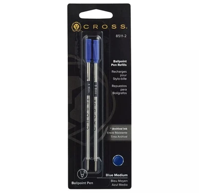 Cross 8511-2 Original Refill for Ballpoint Pens, Blue twin Pack of 2
