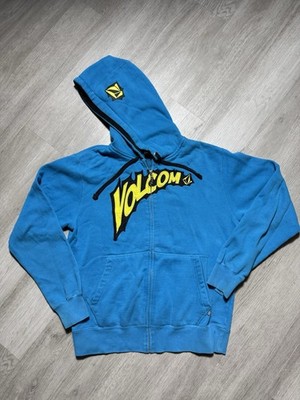 Y2K/00s Volcom Stone Zip Hoodie Mens Medium Blue Yellow Surf Skater 90s