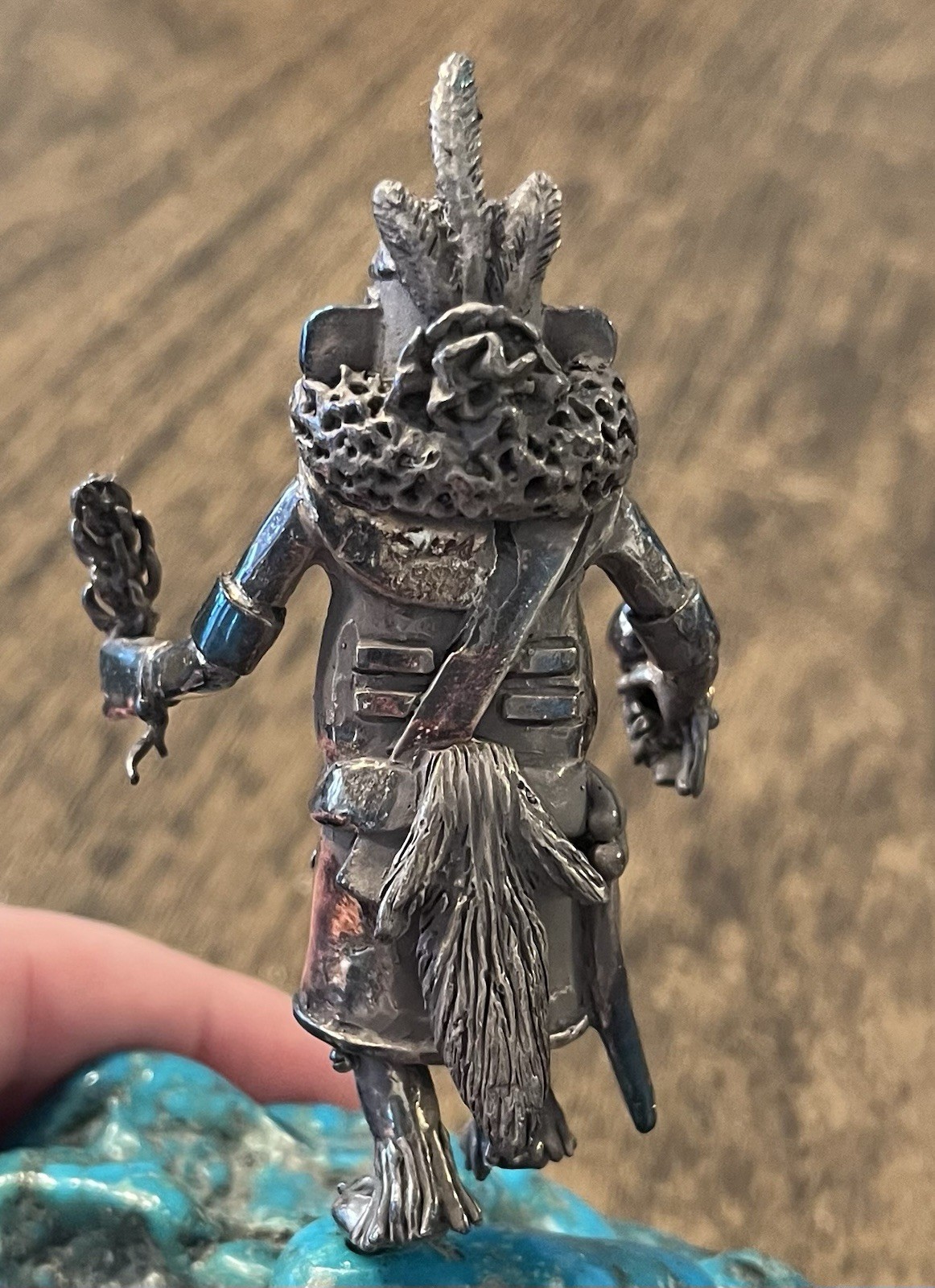 Vintage Carol Sues Silver & Turquoise Kachina Figure Native American