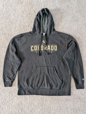 Champion Hoodie Men's Large University Of Colorado Buffaloes Black Pullover 