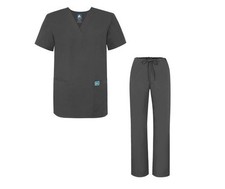 Adar 701 Medical Nursing Doctor Scrub Set Uniform Shirt  Pants Pewter Medium