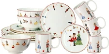16 Pcs Nutcracker Christmas Dishes Dinnerware Set for 4 as the picture shown 