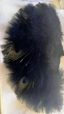 Peacock Eye Feather Fan Decorative Flapper Hand Fan With Tassels For Costume