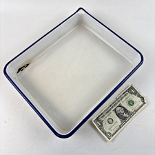 Vintage Enamelware White w/ Blue Trim Tray Medical Photo Developing Film 12x10