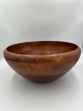 Vintage Solid Wood Salad Bowl Hand Turned Wooden Serving Bowl Mid Century Decor