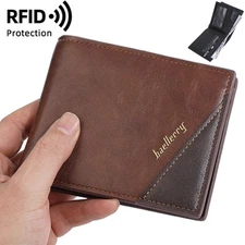 Leather Minimalist Bifold Wallets for Men RFID Blocking Slim Mens Wallet Gifts