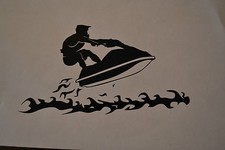 1 X 20cm CUT VINYL BLACK JETSKI JET SKI  STICKERS DECALS WATER SPORT
