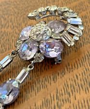 Vintage Layered Dangle Rhinestone Designer Brooch Pin Pendant