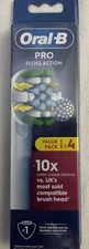 Oral B PRO Floss Action Replacement Toothbrush Heads - 4 Count - White New
