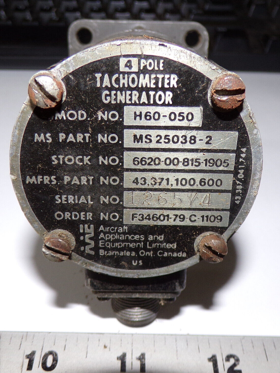 Beechcraft 95, 4 Pole H60-050 Tachometer Generator PN: MS25038-2
