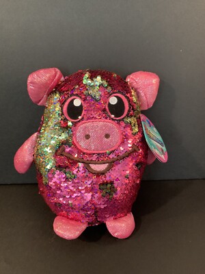 Shimmeez 8'' Polly Pig Sequin Plush Stuffed Animal, Pink & Gold Color Change NWT
