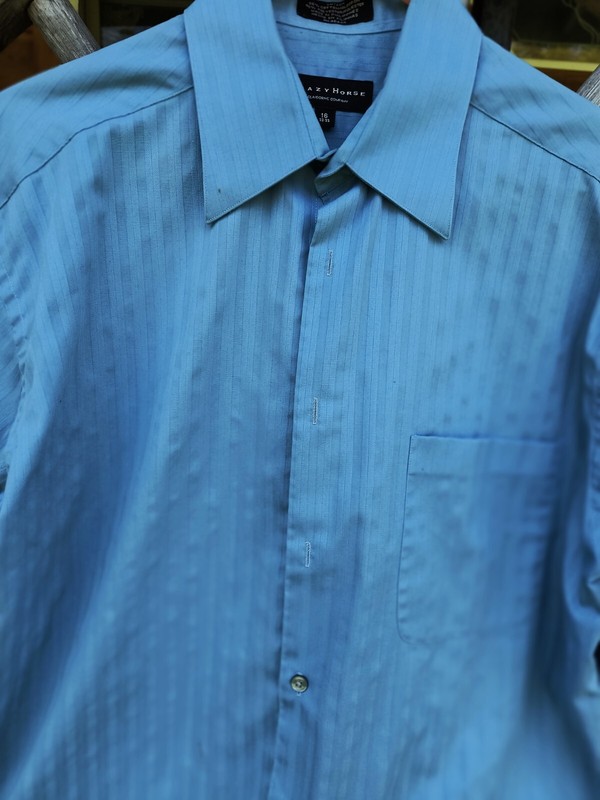 Mens Crazy Horse Blue-on-Blue Shirt  L (16") Shirt - Long Sleeve
