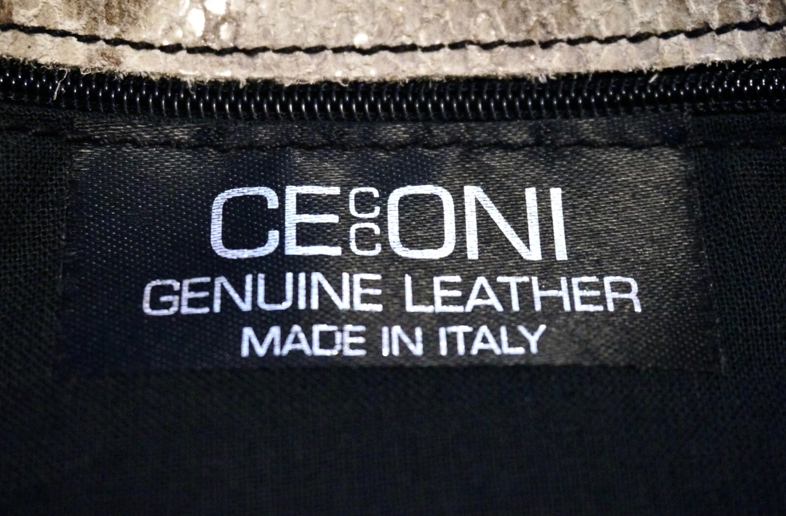 CECCONI Small Beige Python Printed & Black Leathe… - image 5