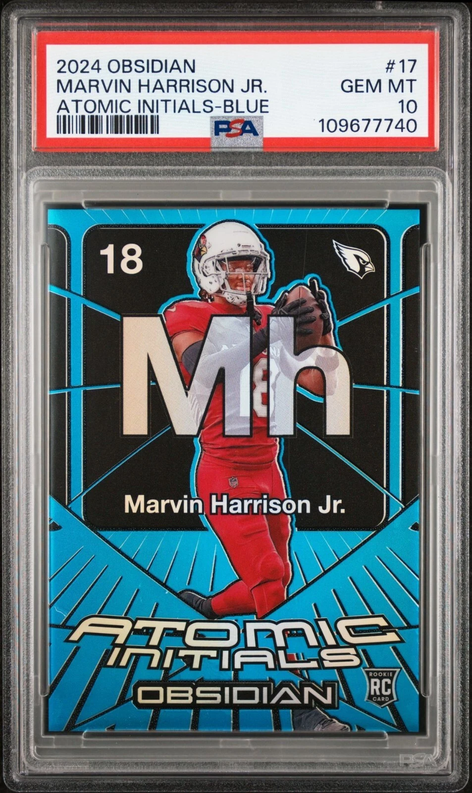 Marvin Harrison Jr. Panini Obsidian Atomic Initials #17 Blue