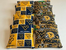 BEAN BAG TOSS GAME CORNHOLE BAGS WEST VIRGINIA MOUNTAINEERS SET OF 8 WVU