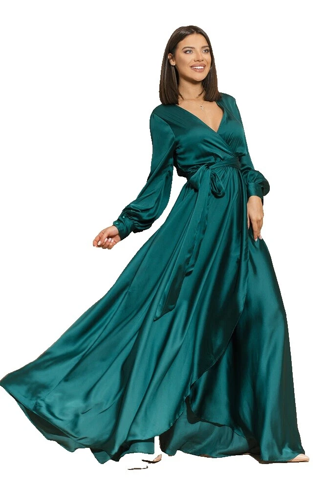 Vestidos de dama de honor de manga larga Mezcla de seda