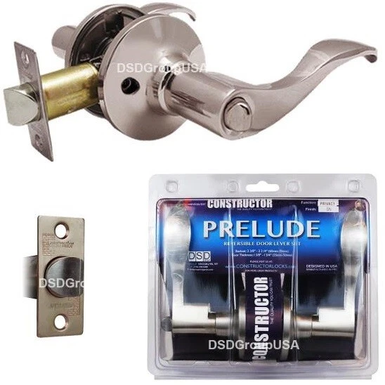 Constructor Prelude Privacy Door Handle (No Key) Lever Lockset Satin Nickel - Image 2 of 3