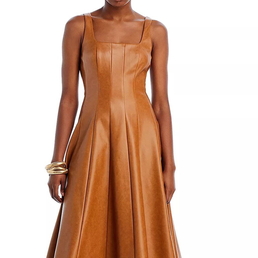 tan leather dress Faux Leather Shirt Dress Sienna / M