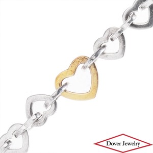 Tiffany & Co 18K Gold Sterling Silver Heart Curb Link Bracelet 32.5 Grams NR