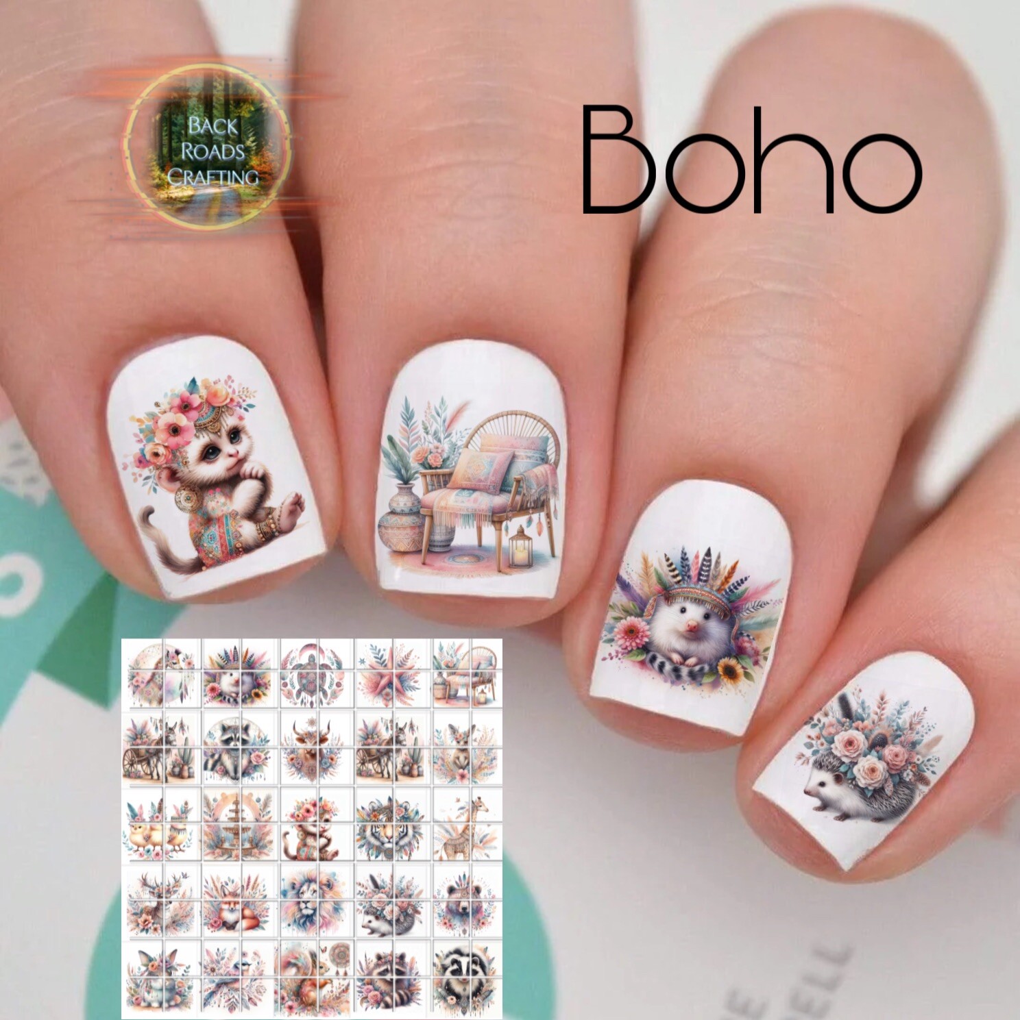 Boho Waterslide Nail Art Decals Set Of 50 Instructions & Bonus