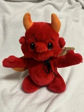 Vintage Valentine's Russ Berrie & Co. Luv Pets The Devil Red Plush Toy 14”