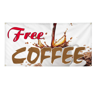 Vinyl Banner Multiple Sizes Free Coffee Outdoor Advertising Printing Outdoor