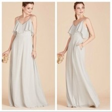 Birdy Grey Dove Gray Jane Bridesmaid Maxi Dress Size Medium Formal Pockets NWT