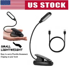 USB Rechargeable Small LED Reading Book Light W/ Flexible Clip Desk Table Lamp