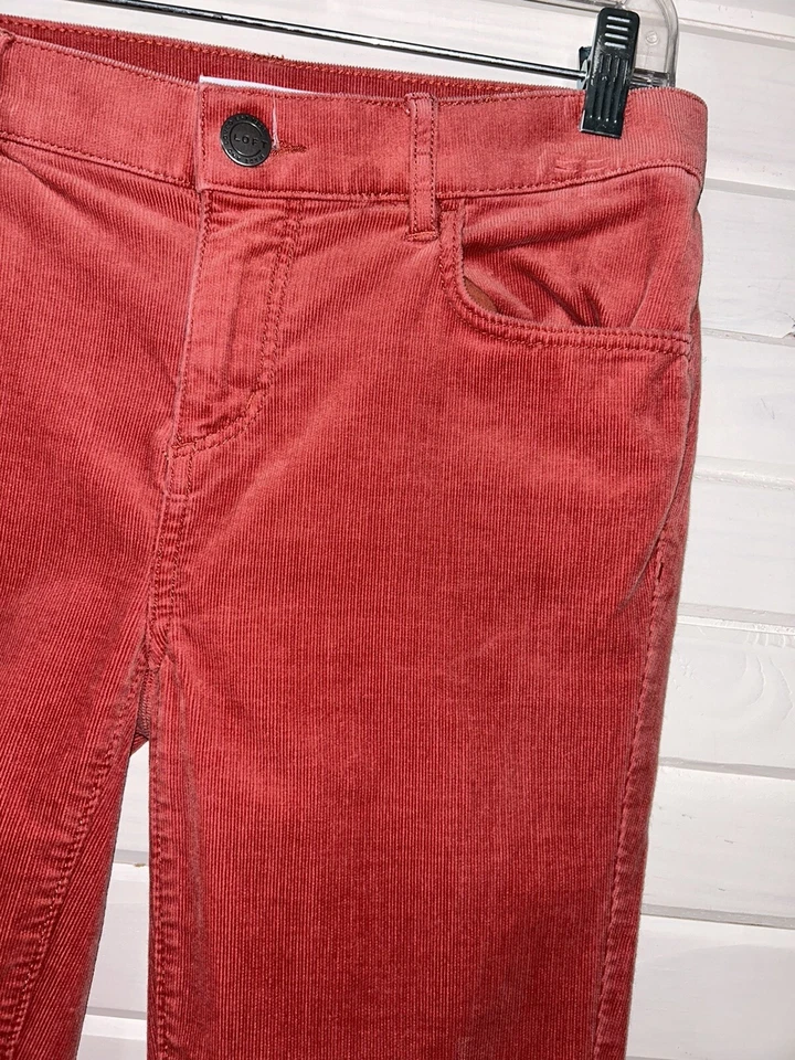 Pantalones de mezclilla Ann Taylor LOFT talla 0 coral pana modernos ajustados elásticos algodón usados en excelente estado Foto 3 de 4