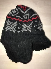 boys FLEECE LINED KNIT WINTER HAT one size fits most hard BRIM FRONT music wires
