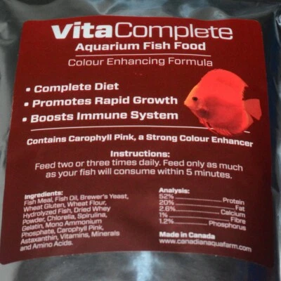CANADIAN AQUA FARM VitaComplete Color Enhancing Tropical Aquarium Fish Food Sinking Pellet Granules