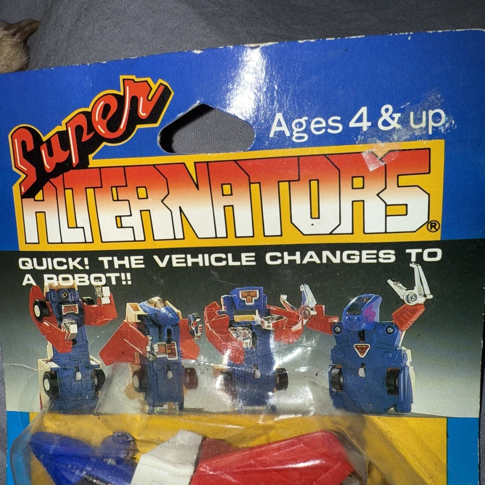 Antigo 1986 Super Alternators Jet Robot Transformers Ted Branco Azul Novo na embalagem - Imagem 4 de 4