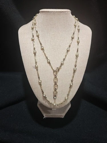 Retired Lucky Brand Gold Tone 3-in-1 Convertible Pearl  & Bar Necklace 36" + 2 - product listing photo