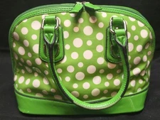 Dasein Handbag Women's Multi Compartment Green With White Poka Dots Super Fun 
