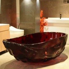 67in Freestanding Solid Surface Soaking Bathtub W/Pop-up Drain & Polished Chrome