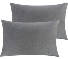 2 Pack Zippered Velvet Queen Pillowcases 20x30inches Smoke Grey