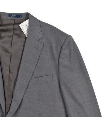 Men's Polo Ralph Lauren Grey Wool Twill Suit 48 Regular Italy New