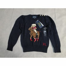 Polo Ralph Lauren Sweater Kids Size 5 Navy Polo Bear Equestrian Crew Neck
