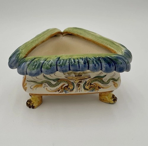 Italian Majolica Pottery Jardiniere Planter Dragon Creatures Italy Creature - Picture 6 of 11