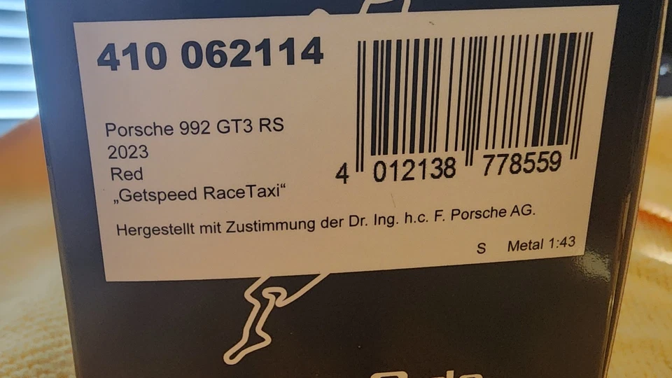 1:43 MINICHAMPS 2024 PORSCHE 911 992 GT3 RS Get Speed Race Taxi Rojo Nurburgring Foto 4 de 4