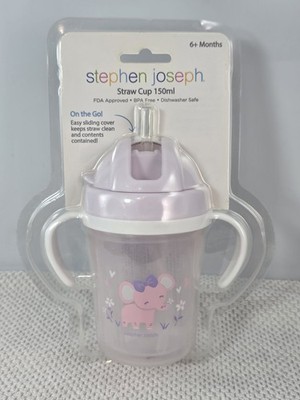 Stephen Joseph Straw Cup Pink Elephant 150ml/5oz. Dishwasher Safe 6+months New