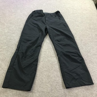 Lands' End Snow Pants Mens 35x30 Black Nylon Lined Adjustable Waist Zip Ski