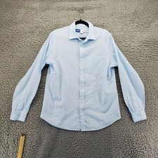 Old Navy Shirt Mens Medium Light Blue Regular Fit Linen Blend Long-Sleeve