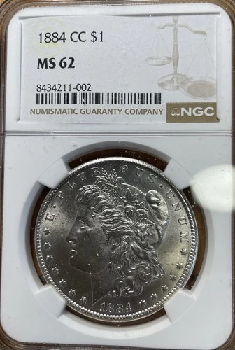 1884 Carson City Silver MS62 NGC Graded Morgan Silver Dollar