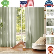 Sage Green Semi Sheer Curtains - 84 Inch Light Filtering Privacy Panels Set